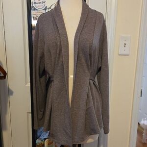 Jones New York Taupe Open Front Cardigan